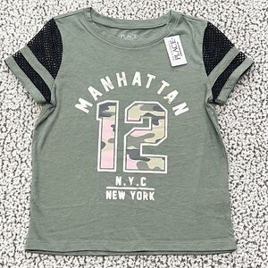 Children's Place Girls M (7/8) Shirt Manhattan New York NYC #12 Green Camo Top